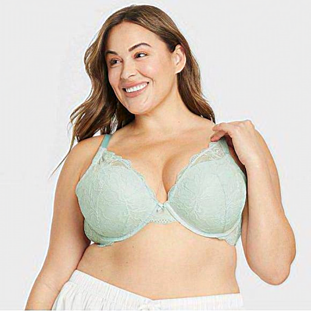 Auden NWT 42DDD or 44DD Mint Green Bra Push Up Plunge Underwire Padded‎